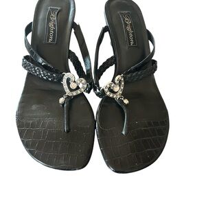 Brighton Black Women's Sandals with Heart Accents